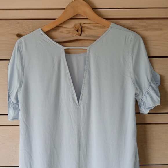 Lulus Size XS Women's Light Blue Lined Shift Dress With Ruffled Sleeves. - Picture 5 of 5